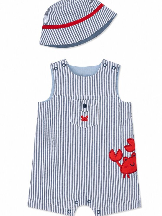 Little Me Other - NWOT Little Me Baby Boy Sleeveless Romper 6 Months Blue White Striped Summer